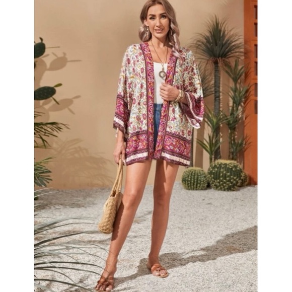 NEW!Gorgeous Boho vibe multicolour Kimono. Super soft, lightweight fabric - Picture 11 of 14